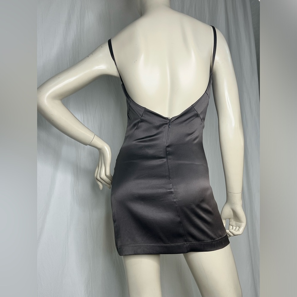 DOLCE GABBANA Vintage 1990’s Gray Silk MINI DRESS Size IT 40/42-US4/6. - Picture 5 of 5